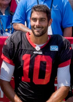 San Francisco quarterback Jimmy Garoppolo and the 49ers aim to take home their record tying sixth Lombardi Trophy.